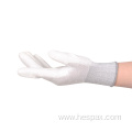 Hespax White Polyester PU Palm Coated Work Gloves